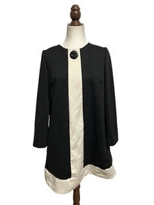 Vintage Jessica Howard Dress Women’s Size 12 Shift Style Button Top Black Cream - Picture 1 of 7