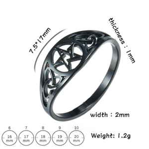 Witch Knot Supernatural Pentagram Ring for Women Stainless Steel Celtic Knot Sta - Picture 1 of 13