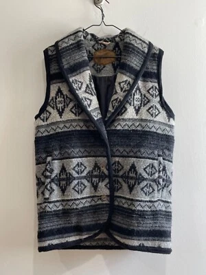 Chaleco de Lana Woolrich Manta De Colección para Mujer M Negro Gris Azteca Occidental Hecho en EE. UU. Años 80 Foto 1 de 4