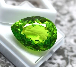 Certified & Affordable 40 CT Pear Cut Afghanitan's Green Peridot Loose Gemstone - Picture 1 of 9