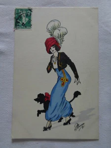 CPA ILLUSTRATEUR PLUM FEMME AVEC SON CHIEN SERIE 29 PARIS - Picture 1 of 2