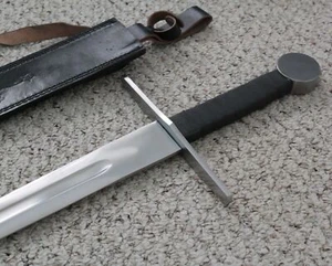 40” Medieval Longsword One Handed Full Tang Leather Handle Handforged Scabbard - Picture 1 of 5