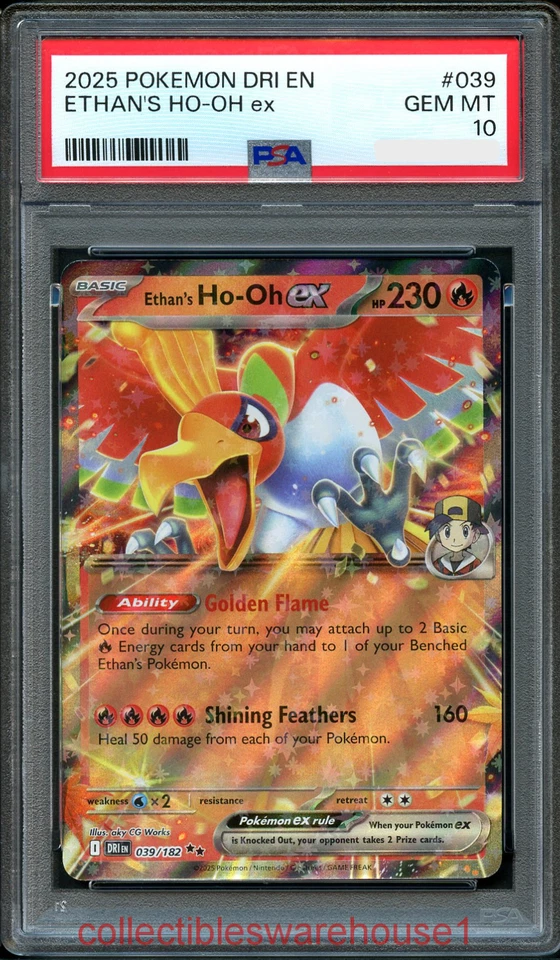 Pokemon Destined Rivals Ethan's Ho-Oh ex 039 PSA 10 - Image 1 of 1