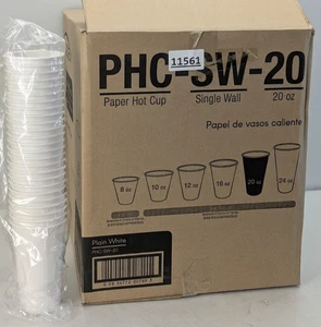Ecopax 20oz. Einweg Papier Heißbecher Unbedruckt Weiß Tassen Kaffee Getränk 500 Stück - Bild 1 von 8
