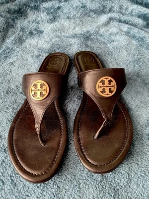 Sandalias planas de cuero negras Tory Burch Benton para mujer talla 8,5 Foto 1 de 4