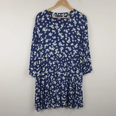 Joules Cosima Kleid Damen UK 12 dunkelblau Blumen fließend leicht Sommer - Bild 1 von 4
