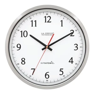 404-1235UA-SS 14 Inch UltrAtomic Analog Stainless Steel Wall Clock - Picture 1 of 7
