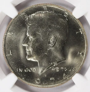 1974-D Kennedy Half Dollar Double Struck Rotated in Collar NGC MS-65 Lot D031 - Picture 1 of 3