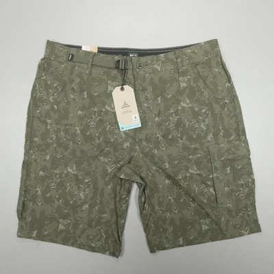 Prana Zion Shorts II Men's Size 35 10" Inseam Cargo Belted Evergreen Camo - Image 1 of 4