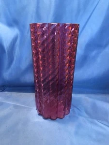 Pilgrim Cranberry Iconic Vase Glas Kristalloptik Rib Swirl 9,75" Vintage - Bild 1 von 10
