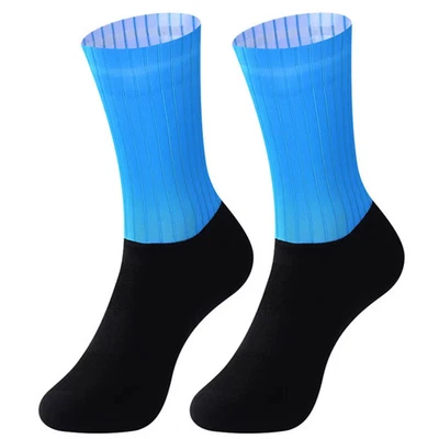 1 Pair Men Cycling Running Anti Slip Summer Polyester Nylon Knee High Sport Sock - Image 1 of 4