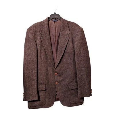 De colección Wm. Blazer J. Farah Para Hombres 46R Marrón Espiga Tweed Lana Dos Botones EE. UU. Foto 1 de 4