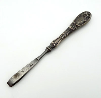 Antigua pinza con mango de plata de ley con monograma EAL tocador floral Foto 1 de 4