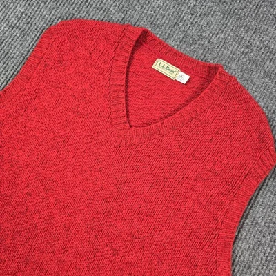 LL Bean Suéter Chaleco Para Hombres Grande Rojo Lana Nylon Pullover Tejido Clásico Cuello en V EE. UU. Foto 1 de 4