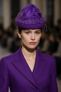 Vintage 1950s purple pillbox hat by Lora Madman Era Structured Knitted Veil - Picture 1 of 7