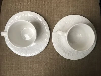 Vintage Gibson White Embossed Grapes & Fruits Tea Cup & Saucer Set Of 2 - Image 1 of 4
