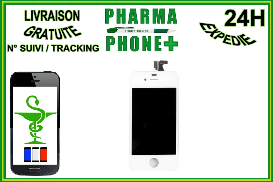 ECRAN COMPLET LCD RETINA + VITRE TACTILE IPHONE 4S BLANC  + SUIVI  - Photo 1/1