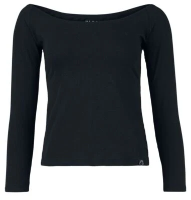 Black Premium by EMP Damen schwarzes Langarmshirt mit U-Boot-Ausschnitt - Bild 1 von 4