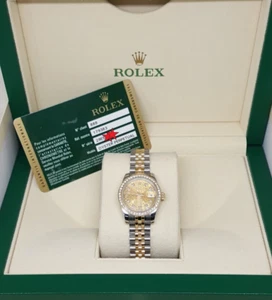 Rolex Lady DateJust 179383 SS 18K Jubilee 26 mm Factory Diamond Bezel & Dial - Picture 1 of 13
