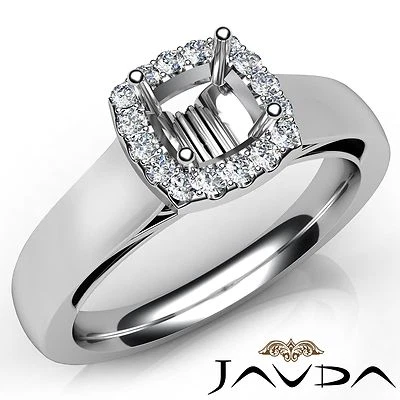 Cushion Diamond Engagement 0.2Ct Halo U Cut Prong Semi Mount Ring 18k White Gold - Image 1 of 4