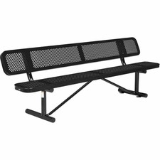 New listing
96" Perforated Metal Outdoor Picnic Bench with Backrest, Black