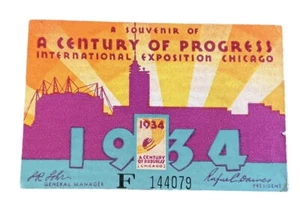 1934 Century of Progress Chicago Weltausstellung Souvenir Eintrittskarte JQE1 - Bild 1 von 2