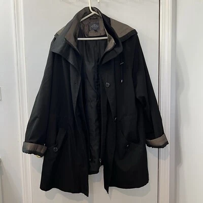 Gabardina St John's Bay ribete negro y tostado 3x 26/28 forro y capucha desmontables Foto 1 de 4