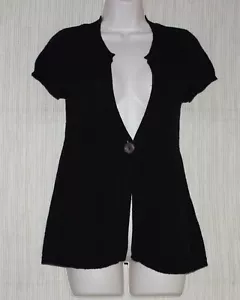 Evelyn Grace Cashmere Black Short Sleeve Sweater Vest Cardigan Size:S - Picture 1 of 3