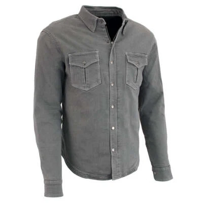 Milwaukee Leather 1621 Men's Grey Flannel Biker Shirt with CE Approved Armor - Image 1 of 4