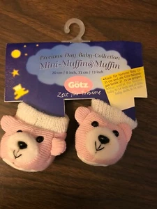 Gotz / Goetz / Götz Doll Pink Bear Slippers 21-35 cm For Dolls 8-14 Inches New - Picture 1 of 8