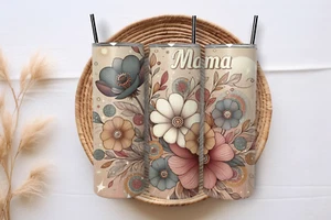 Skinny Tumbler - MAMA Vintage Flowers - Mother's Day - 20oz Stainless-Steel - Picture 1 of 1