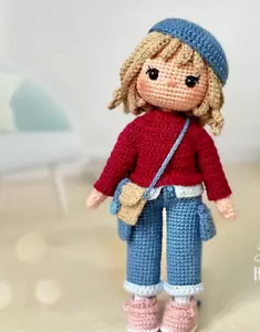 HÄKELMUSTER PAPIER KOPIE hübsche Mädchenpuppe mit abnehmbarer Kleidung & Schuhen 210 - Bild 1 von 6