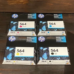 Genuine HP 564 Printer Ink Cartridge Set / Black Yellow Cyan Magenta / Exp 2017 - Picture 1 of 10