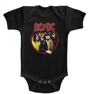 Mono AC/DC Highway To Hell Circle foto bebé Onezies 6-24 meses metal pesado  - Imagen 1 de 5