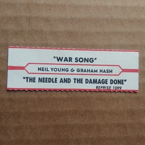 NEIL YOUNG & GRAHAM NASH War Song JUKEBOX STRIP Record 45 rpm 7" - Picture 1 of 1