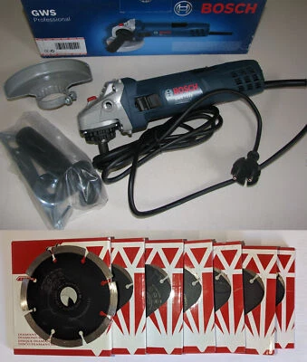 Bosch GWS 7-115 Winkelschleifer + 7x Abrasiv ESTRICH 115 Trennscheibe Sandstein - Bild 1 von 2