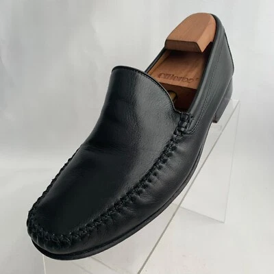 Zapatos sin cordones Meeting Street Mocasines de cuero negro con puntera redonda sin usar talla 9,5 M Foto 1 de 4