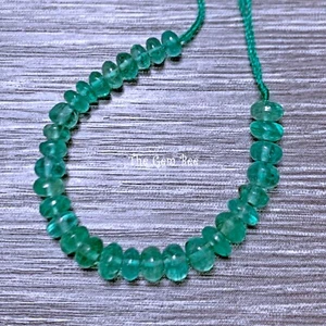 3.3mm-3.5MM Fine Colombian EMERALD Smooth Rondelle Beads 2.5" Strand - Picture 1 of 8