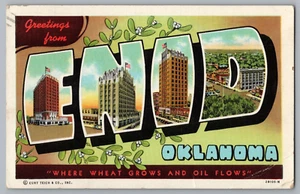 Postcard Greetings From Enid, Oklahoma, Large Letter - Picture 1 of 2