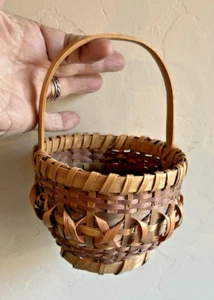Vintage Cherokee Indian Native American Small Handle Basket Mary Lossiah? - Picture 1 of 12