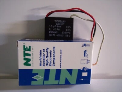 Condensador ventilador de techo de 3 hilos NTE Electronics CFC-3/1,5 3/1,5 mf 125/250vac Foto 1 de 2