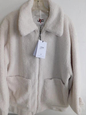 全新 女式 大号 奶油 UGG JACKELINE TEDDY BEAR FAUX FUR 全拉链夹克 $195 — 第 1/4 张图片