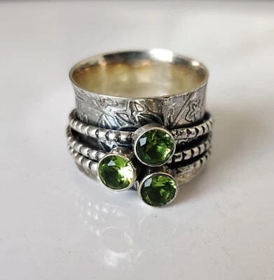 Peridot Ring 925 Sterling Silver Spinner Ring Handmade Jewelry All Size PG032 - Image 1 of 3