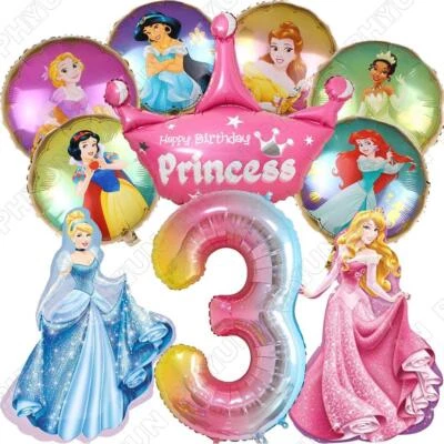 9Pcs Princess Theme Balloon For 3 Years Old Girl Birthday Party Decoration Favor - image 1 of 4
