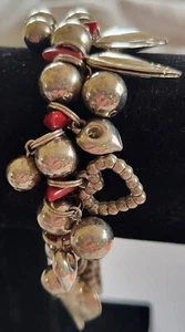Stretch Charm Bracelet Multiple Shaped Hearts Silver Tone - Picture 1 of 2