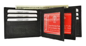 Schwarze Herren-Geldbörse aus Leder mit Doppelfaltung und RFID-Schutz Ausweisetui US-VERKÄUFER - Bild 1 von 10