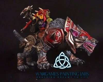 Goblin warlord on a giant wolf for Old World ore FBAOS pro-painted figure - Image 1 of 4