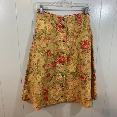 Falda Lizsport Petite Marrón Multi Floral Pequeños Botones Hasta la Rodilla Bolsillos 8 P Foto 1 de 4