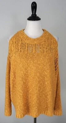 UMGEE 橙色针织长袖孔眼毛衣,尺寸 M — 第 1/4 张图片