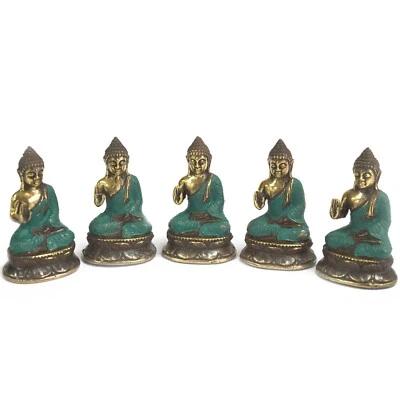 Mini Hand Up Sitting Buddha Brass Fengshui Objects - Image 1 of 3